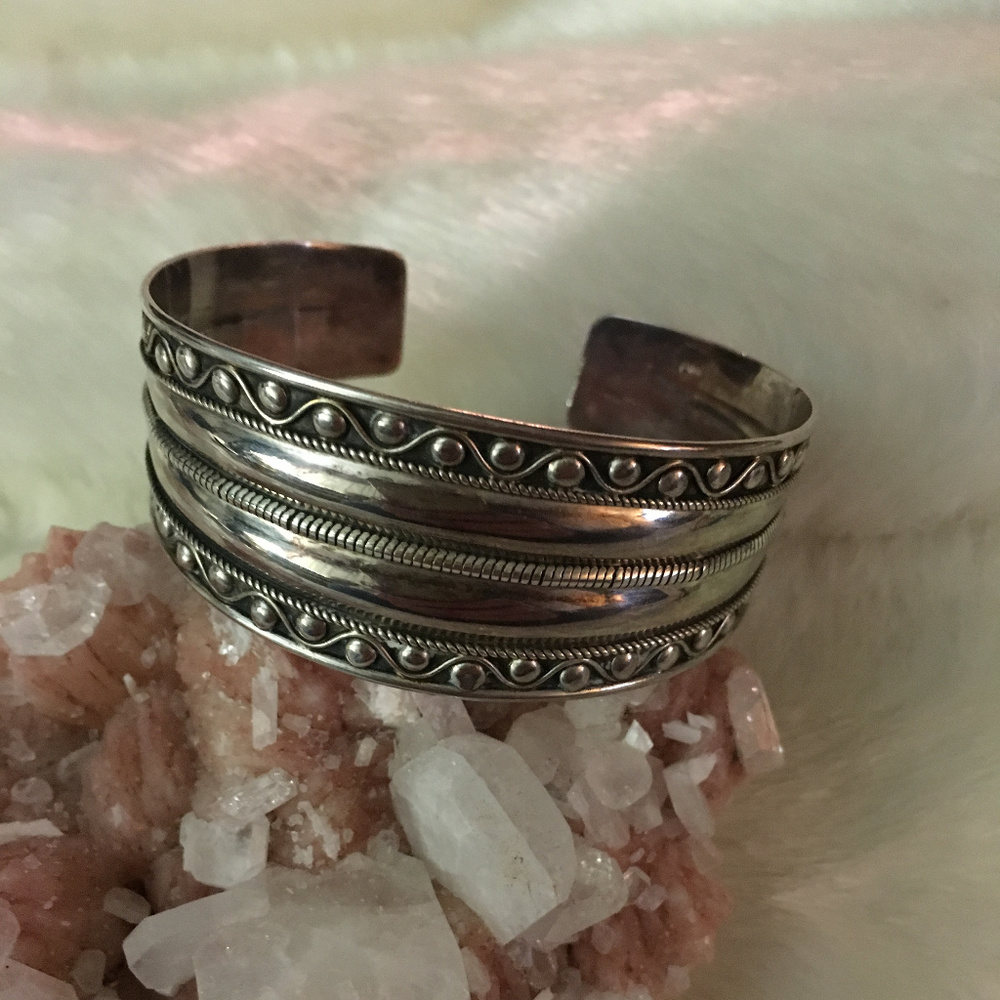 NEW~Wide Sterling Silver Cuff Bracelet